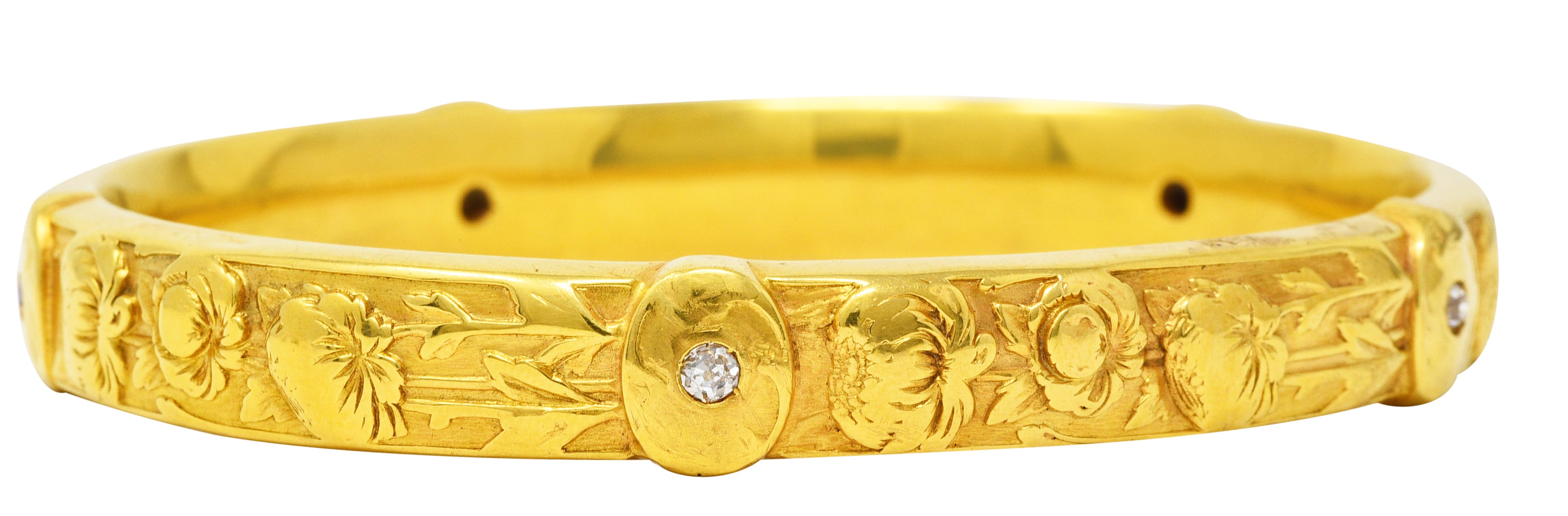 Riker Brothers Art Nouveau 14 Karat Yellow Gold Dragon Bangle Bracelet Wilson's Estate Jewelry