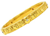 Riker Brothers Art Nouveau 14 Karat Yellow Gold Dragon Bangle Bracelet Wilson's Estate Jewelry