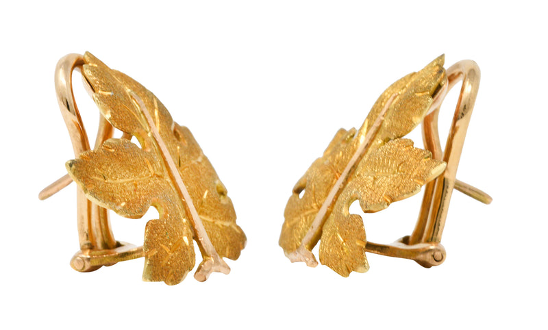 Buccellati 1970's Italian 18 Karat Two-Tone Gold Maple Leaf EarringsEarrings - Wilson's Estate Jewelry