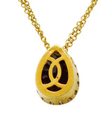 Contemporary 3.74 CTW Pear Cut Garnet Diamond 18 Karat Yellow Gold Teardrop Pendant Necklace Wilson's Estate Jewelry