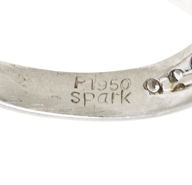 Spark 1.53 CTW Sapphire Diamond Platinum Tulip Modern Ring Wilson's Estate Jewelry