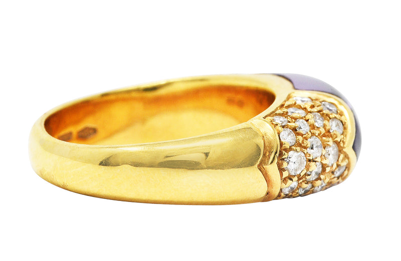 Bulgari Diamond Amethyst 18 Karat Yellow Gold Tronchetto Band RingRing - Wilson's Estate Jewelry