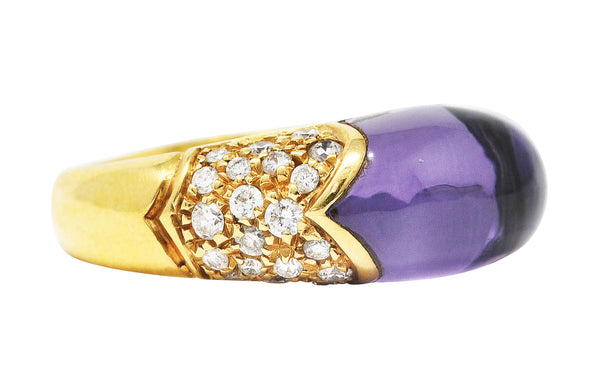 Bulgari Diamond Amethyst 18 Karat Yellow Gold Tronchetto Band RingRing - Wilson's Estate Jewelry