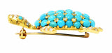 1960's Portuguese Diamond Turquoise 18 Karat Yellow Gold Vintage Turtle Brooch Wilson's Estate Jewelry