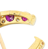 Edwardian 2.66 CTW Ruby Diamond Platinum 18 Karat Gold Horseshoe Pendant Brooch