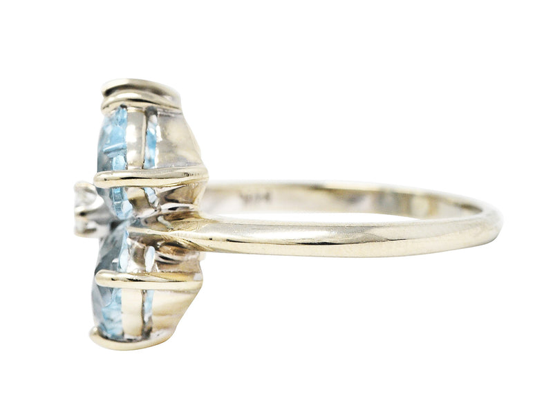 Felger & Co. Mid-Century 2.76 CTW Diamond Aquamarine 14 Karat White Gold Flower RingRing - Wilson's Estate Jewelry