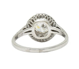 Art Deco 1.32 CTW Old European Cut Diamond Platinum Halo Vintage Engagement Ring