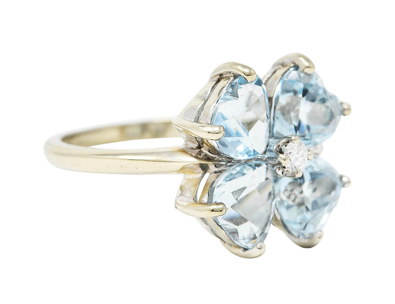 Felger & Co. Mid-Century 2.76 CTW Diamond Aquamarine 14 Karat White Gold Flower RingRing - Wilson's Estate Jewelry