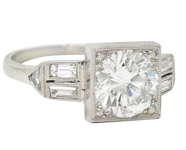 Art Deco 2.00 CTW Transitional Cut Diamond Platinum Vintage Engagement Ring GIA