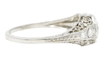 Early Art Deco 1.92 CTW Diamond Platinum Scrolled Filigree Engagement Ring Wilson's Estate Jewelry