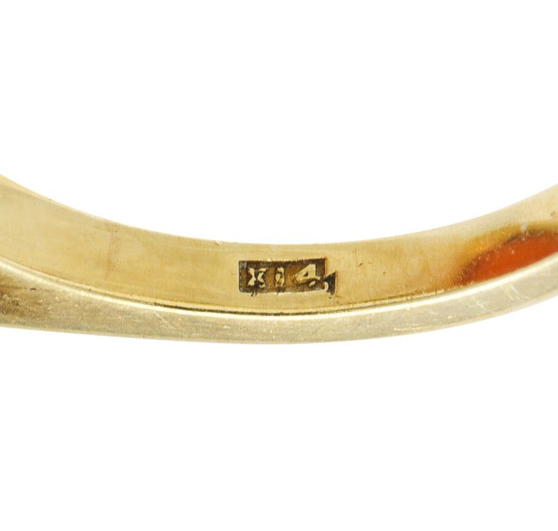 .11111 1920's Art Deco Carnelian Cabochon 14 Karat Two-Tone Gold RingRing - Wilson's Estate Jewelry