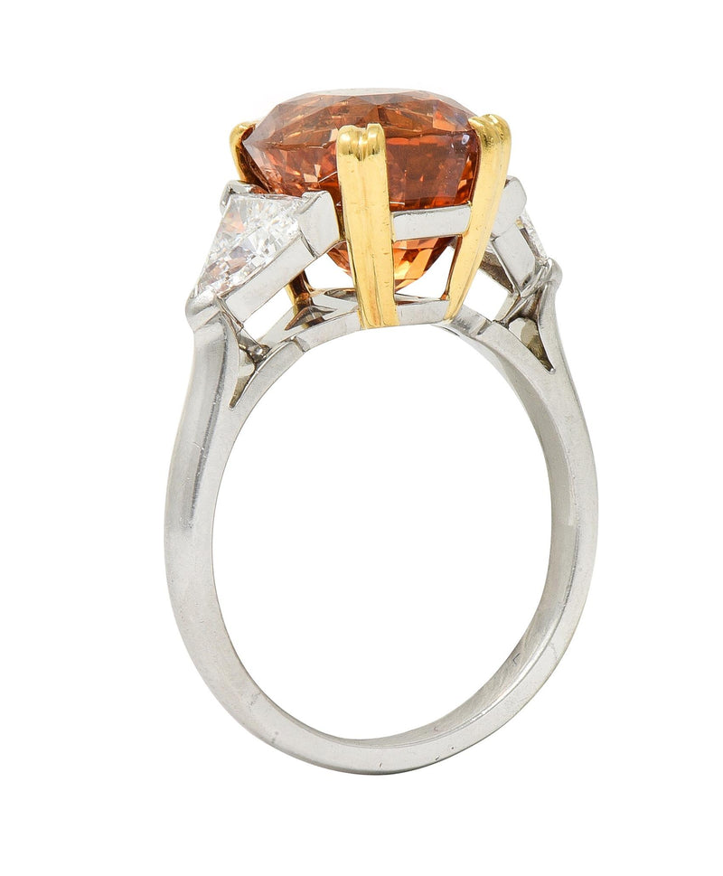 Tiffany & Co. 8.61 CTW Orange Sapphire Diamond 18 Karat Gold Platinum Ring