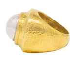 .11111 Zolatas 1980's Platinum 22 Karat Yellow Gold Hammered Dome Vintage Ring Wilson's Estate Jewelry
