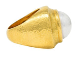.11111 Zolatas 1980's Platinum 22 Karat Yellow Gold Hammered Dome Vintage Ring Wilson's Estate Jewelry