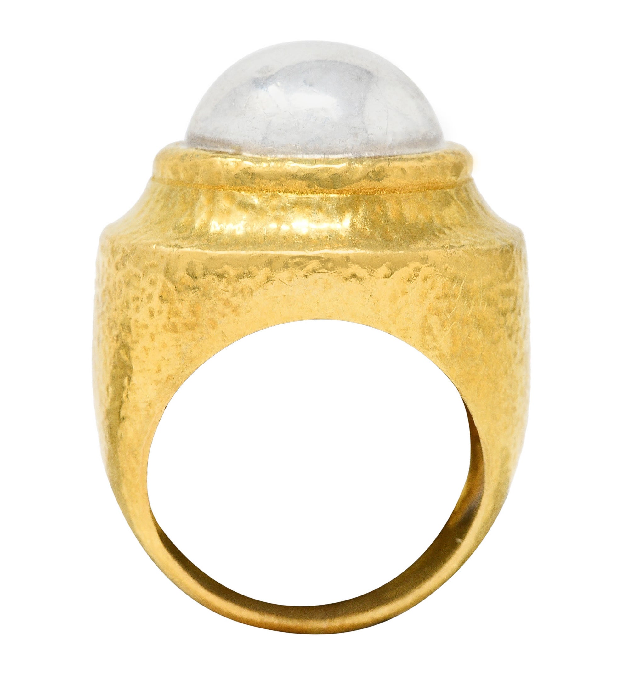 Zolatas 1980's Platinum 22 Karat Yellow Gold Hammered Dome Vintage Ring ...