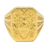 Art Deco 18 Karat Gold Chivalrous Heraldry Unisex Signet RingRing - Wilson's Estate Jewelry