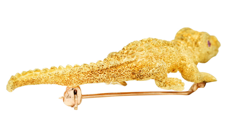 1970's Tiffany & Co. Diamond Ruby 18 Karat Gold Alligator BroochBrooch - Wilson's Estate Jewelry