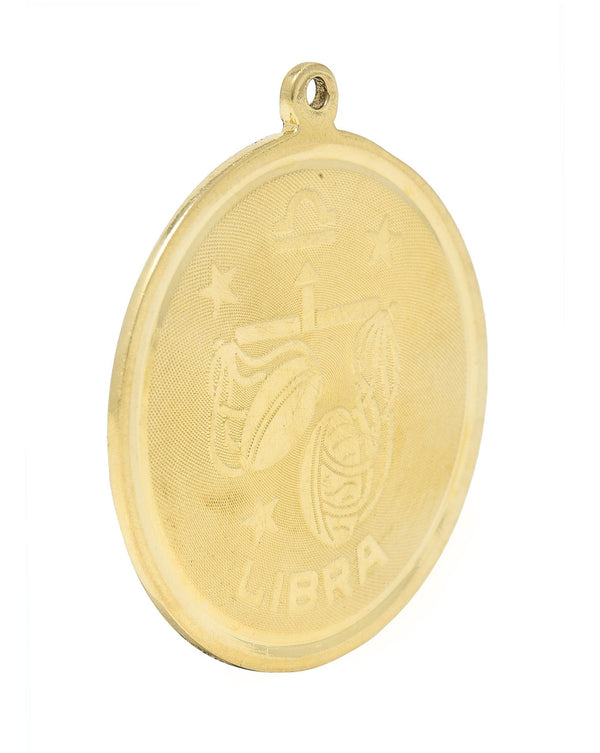 Vintage 14 Karat Yellow Gold Libra Zodiac Medallion Pendant Charm
