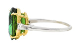 Vintage Green Tourmaline Diamond 18 Karat Gold Platinum Gemstone RingRing - Wilson's Estate Jewelry