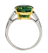 Vintage Green Tourmaline Diamond 18 Karat Gold Platinum Gemstone RingRing - Wilson's Estate Jewelry