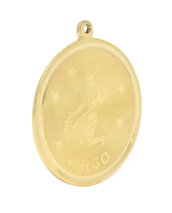 Vintage 14 Karat Yellow Gold Virgo Zodiac Medallion Pendant Charm