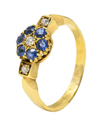 Victorian 0.69 CTW Sapphire Diamond 18 Karat Yellow Gold Star Antique Cluster Ring Wilson's Estate Jewelry