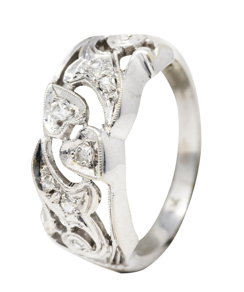 Art Deco Diamond 14 Karat White Gold Ivy Band RingRing - Wilson's Estate Jewelry