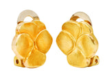 French 18 Karat Gold Orchid Vintage Ear-Clip EarringsEarrings - Wilson's Estate Jewelry