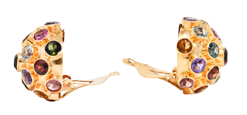 1960's Vintage Multi-Gem 14 Karat Rose Gold Sputnik Ear-Clip EarringsEarrings - Wilson's Estate Jewelry