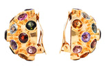 1960's Vintage Multi-Gem 14 Karat Rose Gold Sputnik Ear-Clip EarringsEarrings - Wilson's Estate Jewelry