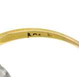 Edwardian Diamond Pearl Platinum 14 Karat Yellow Gold Cluster Antique Ring Wilson's Estate Jewelry