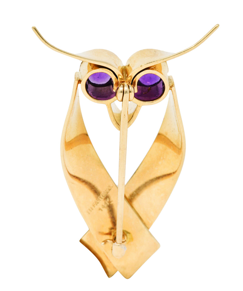Tiffany & Co. Amethyst 14 Karat Gold Owl BroochBrooch - Wilson's Estate Jewelry