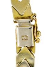 1980's Vintage Italian 11.00 CTW Green Tourmaline Diamond Gemstone 18 Karat Yellow Gold Enhancer Pendant Necklace Wilson's Estate Jewelry