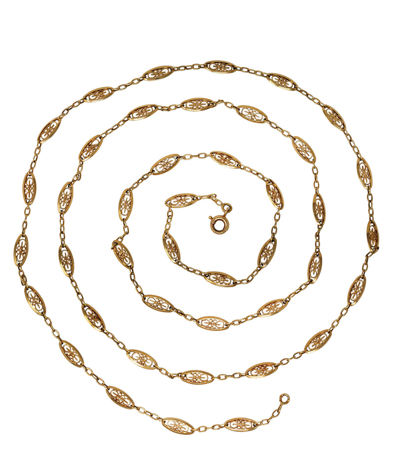 1900 French Victorian 18 Karat Gold 36 Inch Long Chain NecklaceNecklace - Wilson's Estate Jewelry