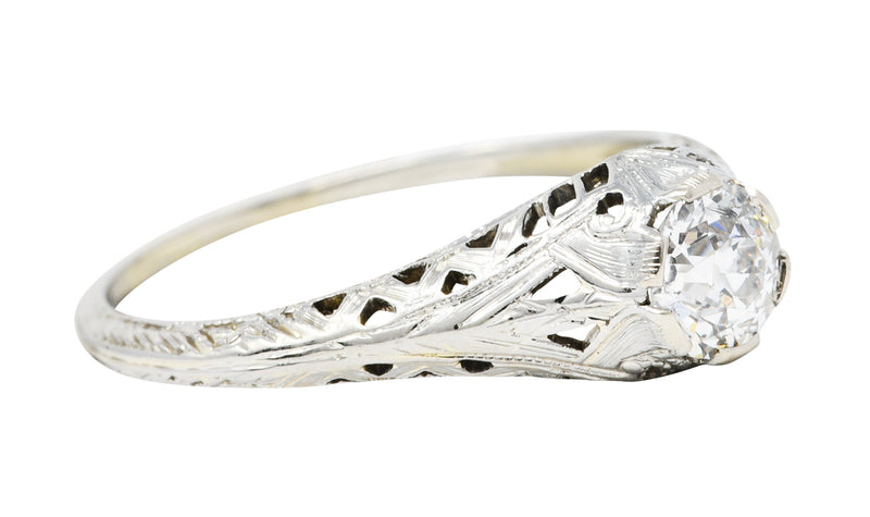 Art Deco 0.52 CTW Diamond 18 Karat White Gold Trellis Engagement RingRing - Wilson's Estate Jewelry