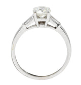 Mid-Century 0.89 CTW Old European Diamond 14 Karat White Gold Vintage Engagement Ring Wilson's Estate Jewelry
