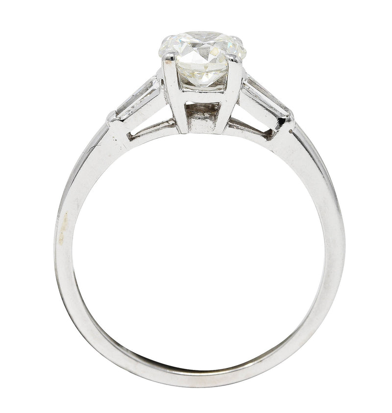 Mid-Century 0.89 CTW Old European Diamond 14 Karat White Gold Vintage Engagement Ring Wilson's Estate Jewelry