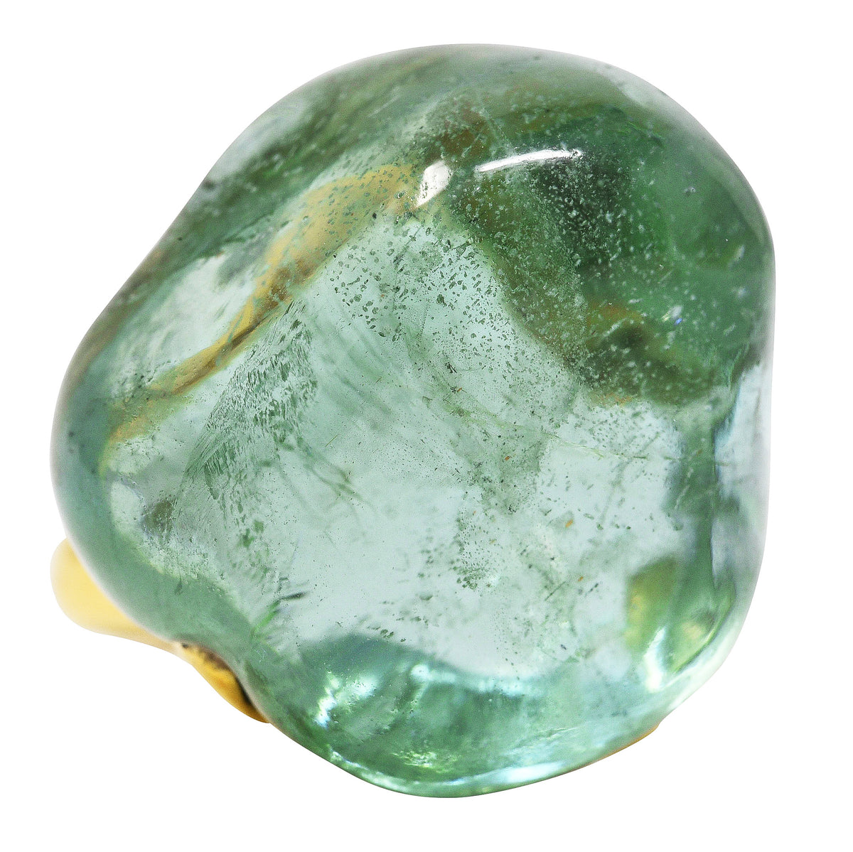 Nicholas Varney Tumbled Aquamarine 18 Karat Yellow Gold Pebble Gemstone ...