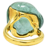 Nicholas Varney Tumbled Aquamarine 18 Karat Yellow Gold Pebble Gemstone Ring Wilson's Estate Jewelry