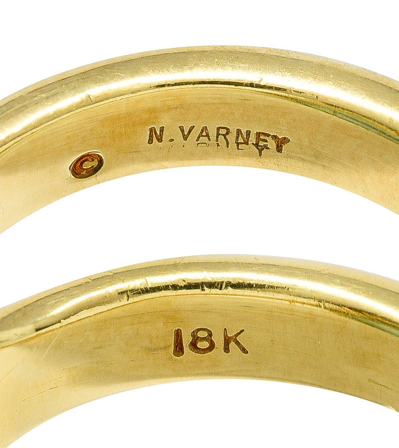Nicholas Varney Tumbled Aquamarine 18 Karat Yellow Gold Pebble Gemstone Ring Wilson's Estate Jewelry