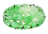 1920's Art Deco Carved Jadeite Jade Sterling Silver Floral Fruit Brooch GIA Wilson's Estate Jewelry