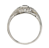 Art Deco Green Tourmaline Diamond Platinum Dinner RingRing - Wilson's Estate Jewelry
