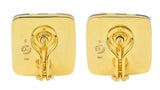 Asch Grossbardt 1980s Multi-Gem 14 Karat Yellow Gold Cushion Inlay Earrings