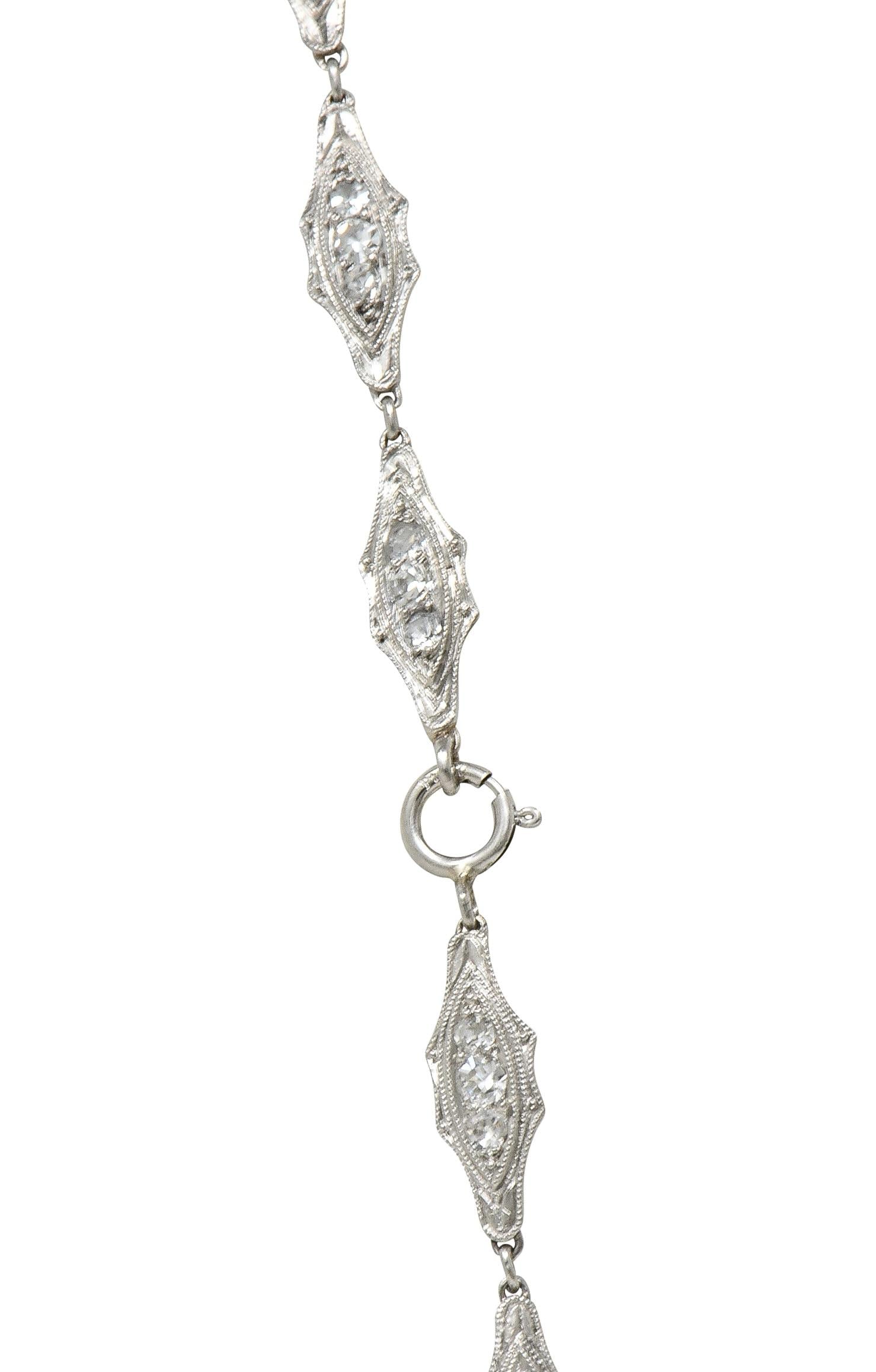 Art Deco 1920 4.60 CTW Diamond Platinum Fancy Link Antique Chain Necklace
