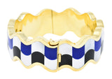 Angela Cummings Tiffany & Co. Inlaid Onyx Lapis Mother-Of-Pearl 18 Karat Gold Wave Bangle Braceletbracelet - Wilson's Estate Jewelry