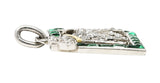 French Art Deco Emerald Diamond Platinum 18 Karat Yellow Gold Dog Charm Wilson's Estate Jewelry