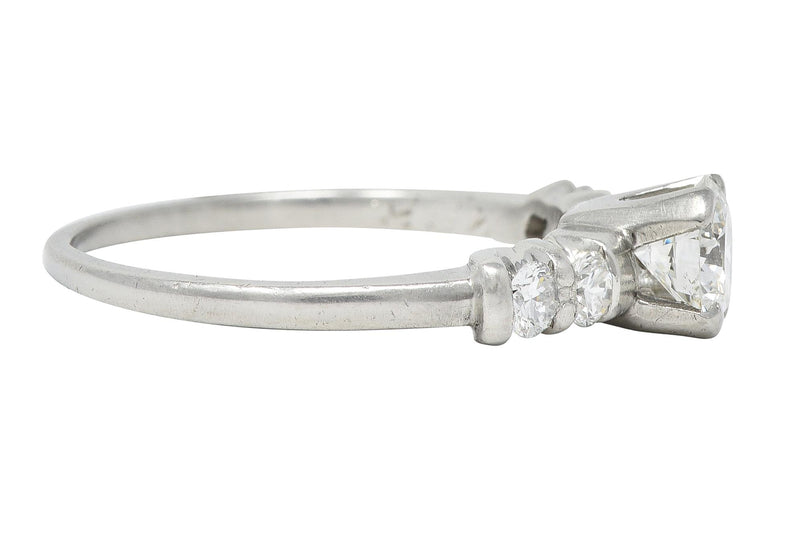 Mid-Century 0.92 CTW Diamond Platinum Five Stone Vintage Engagement Ring