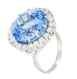 Vintage 16.32 CTW Aquamarine Diamond 18 Karat White Gold Cluster RingRing - Wilson's Estate Jewelry