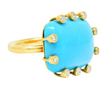 Modernist Turquoise Cabochon 0.30 CTW Diamond 18 Karat Gold RingRing - Wilson's Estate Jewelry