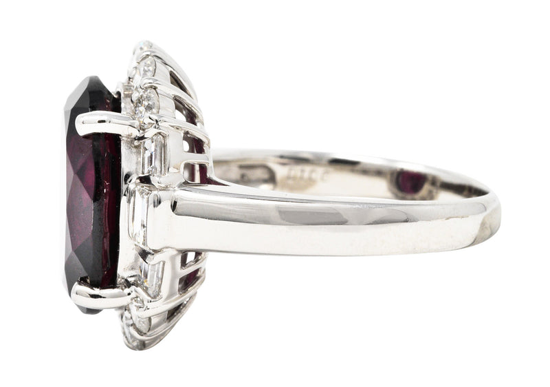Contemporary Garnet Diamond Platinum Gemstone Cluster RingRing - Wilson's Estate Jewelry